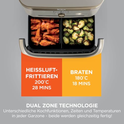 Ninja Foodi FlexDrawer AF500EU Heißluftfritteuse 10,4 L, Dual Zone