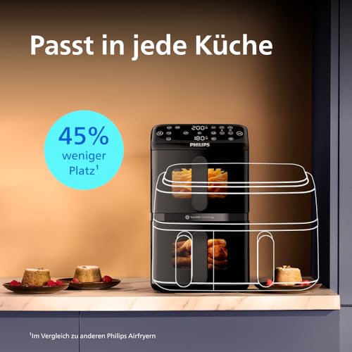 Philips Airfryer 4000 NA460 Heißluftfritteuse 10 L, 2 Körbe