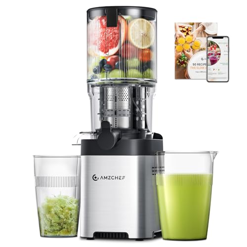 AMZCHEF Slow Juicer Entsafter 2 L, 136 mm Einfüllschacht, leise