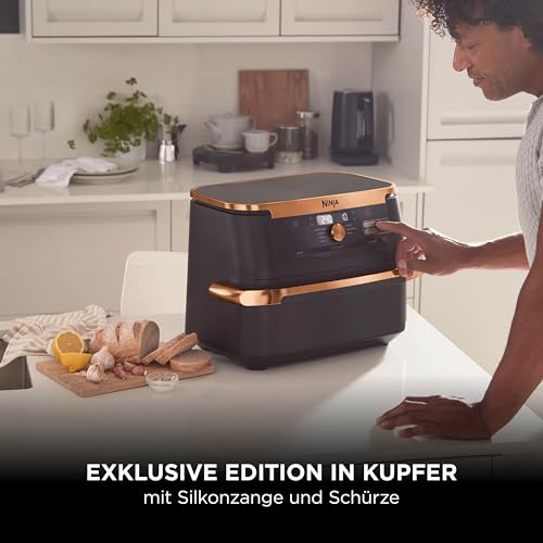 Ninja Foodi FlexDrawer AF500EUCP Heißluftfritteuse 10,4 L, Kupfer