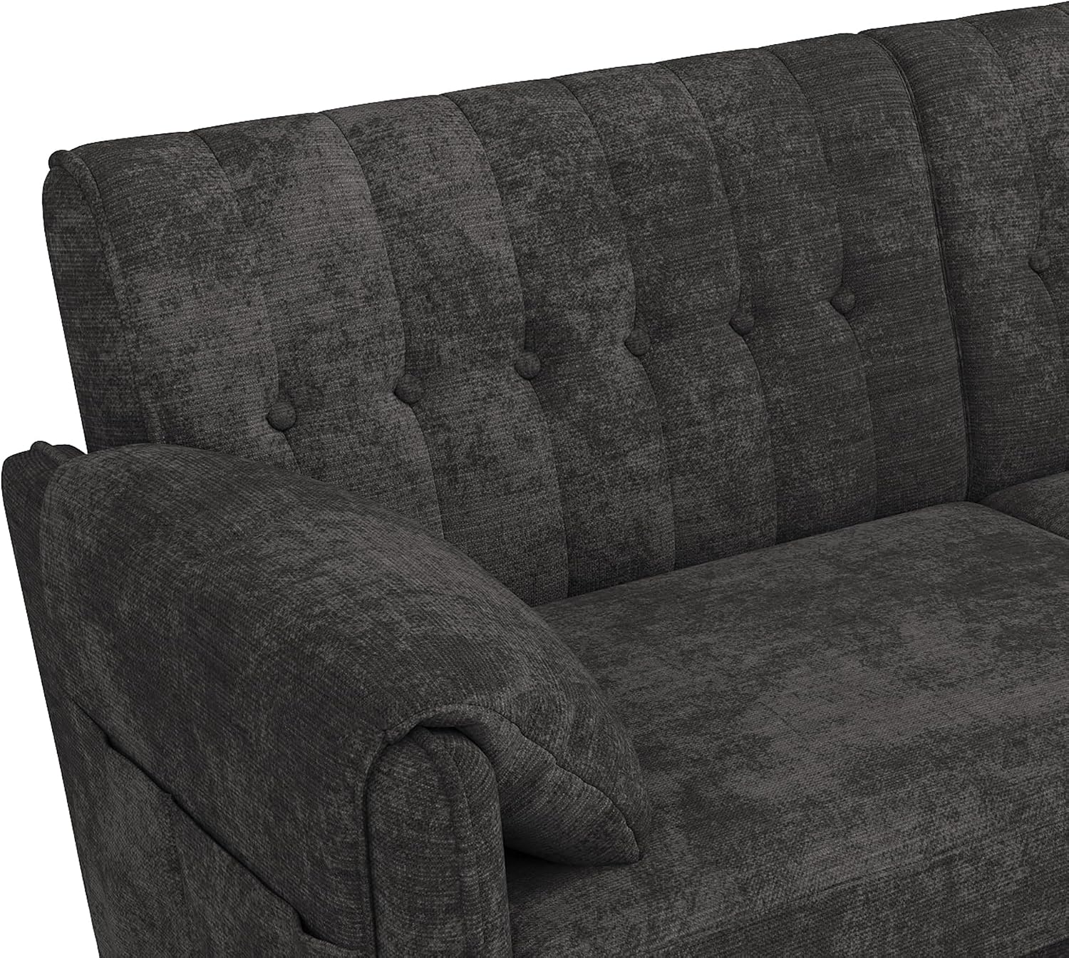 161cm Modernes 2-Sitzer-Sofa aus weichem Chenille, Sofa mit Schlaffunktion | Couch mit 2 Armlehnenkissen und Seitentaschen, Massivholzbeine, leicht zu montieren, ideal für Wohnung & kleine Räume
